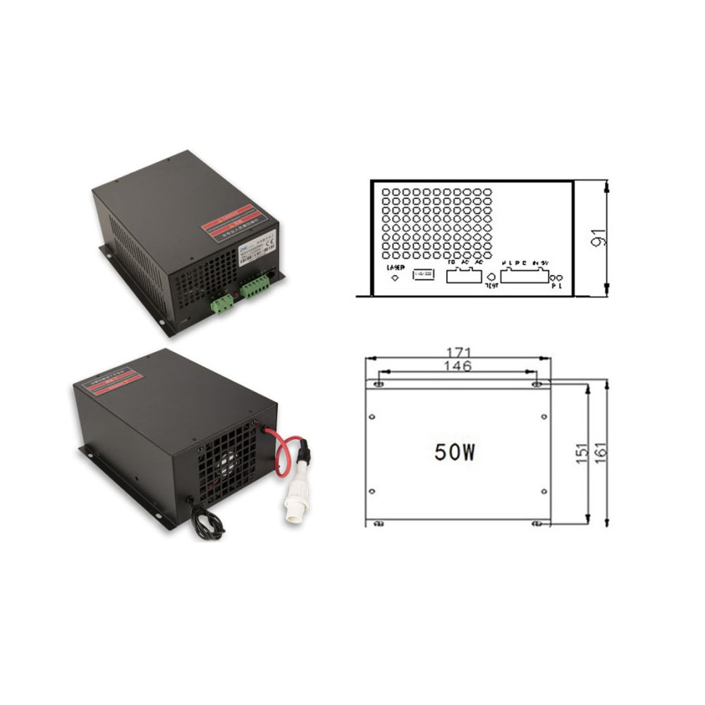CO2 laser power supply for acrylic and wood cutting