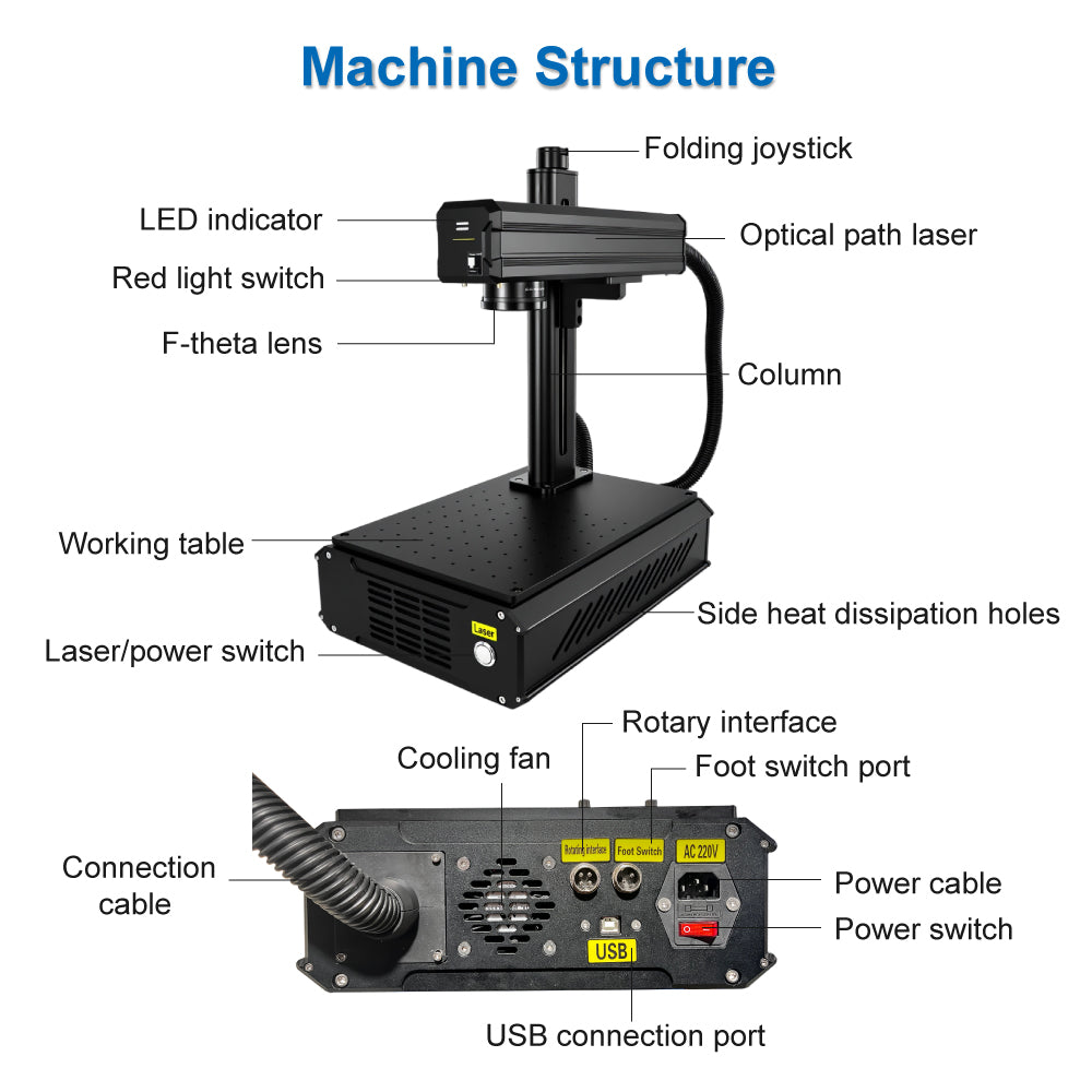 portable fiber laser marking machine with rotary axis